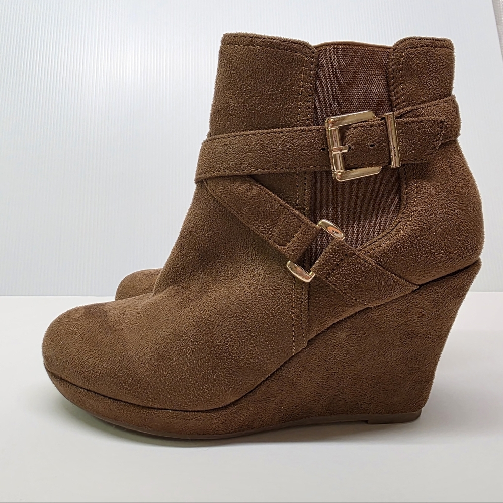 Forever Faux Suede Wedge Ankle Boots